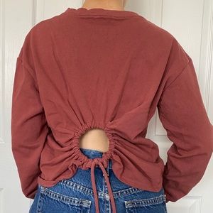 open back sweater in rust